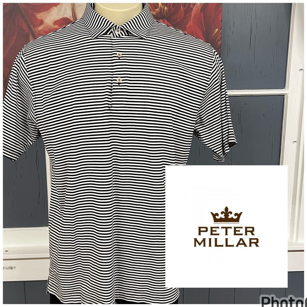 Vintage Peter Millar 👉Tiny Hole👈 Polo Golf Shirt Mens Large Cotton